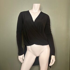 Zara Black Long Sleeve Hi-Low Blouse